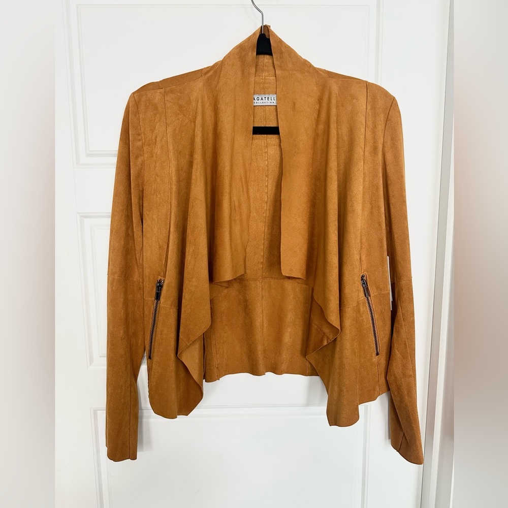 NWT Bagatelle Yellow Faux-Suede Drape Front Jacket